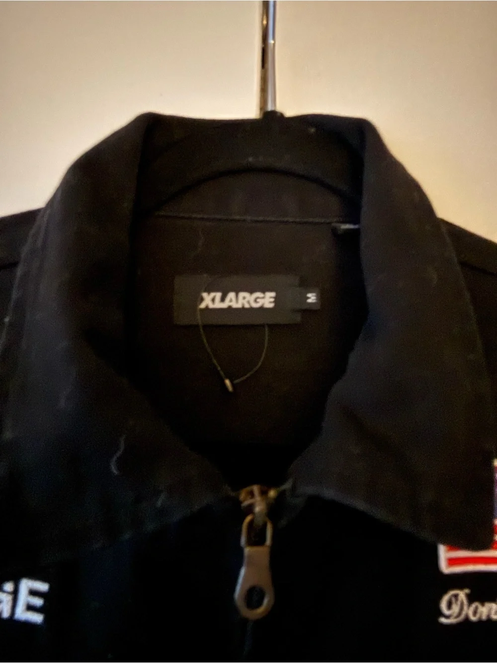 XLARGE racing Black Zip-Front Jacket with Patch Details Japan